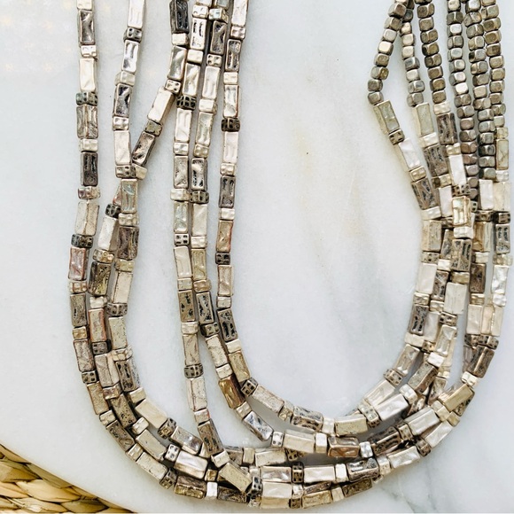 Chico’s Vintage Necklace Cercello Hammered Multi-Strand Silver Tone - Picture 4 of 11